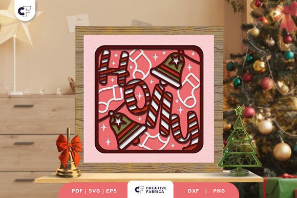 Christmas Holly Sign 3D Paper Cut SVG Guide