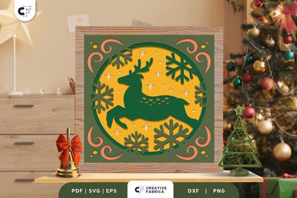 Create a Magical Christmas Deer 3D Shadow Box SVG