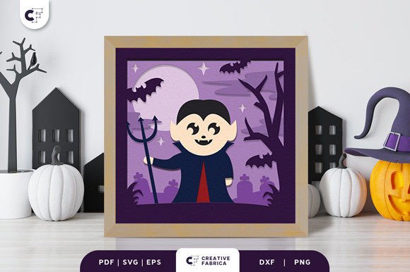 Cute Halloween Vampire Kid 3D Shadow Box Guide