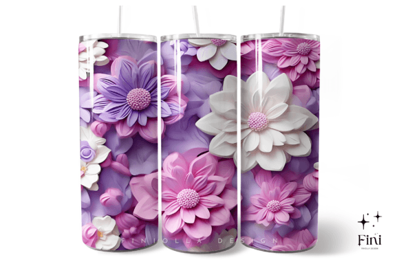 Elevate Your Sublimation Projects with the 3D Flowers Tumbler Wrap Purple Design