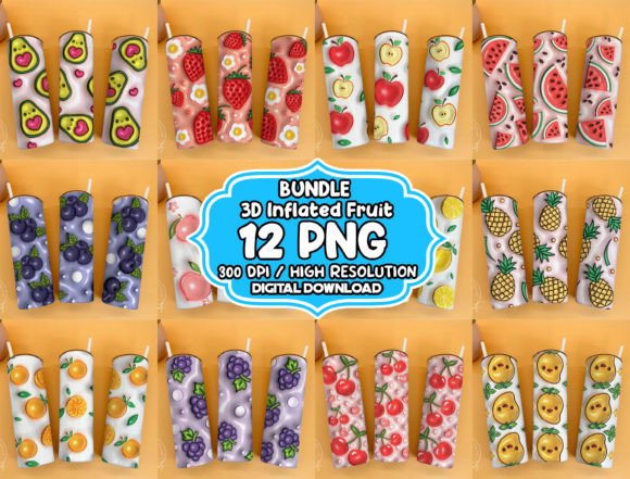 Evaluating the 3D Inflated Fruit 20oz Tumbler Wrap PNG for Custom Drinkware Projects