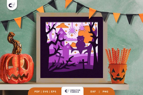 Haunted Night Forest 3D Shadow Box SVG