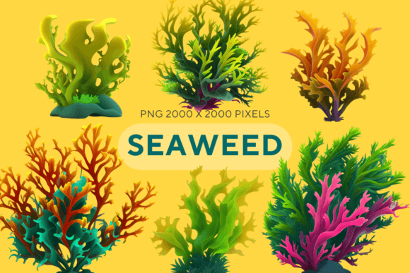 Seaweed 3D Illustration Clipart PNG: Whimsical Design Assets
