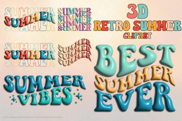 Summer Retro 3D T-shirt Design Assets